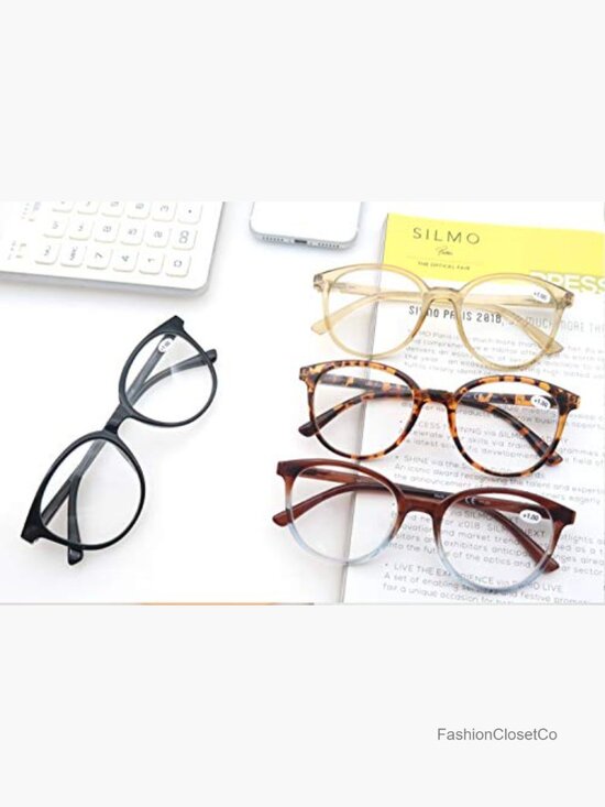 4 Pack Large Round Frame Readers with Spring Hinge Metal Reading Glasses main image 6